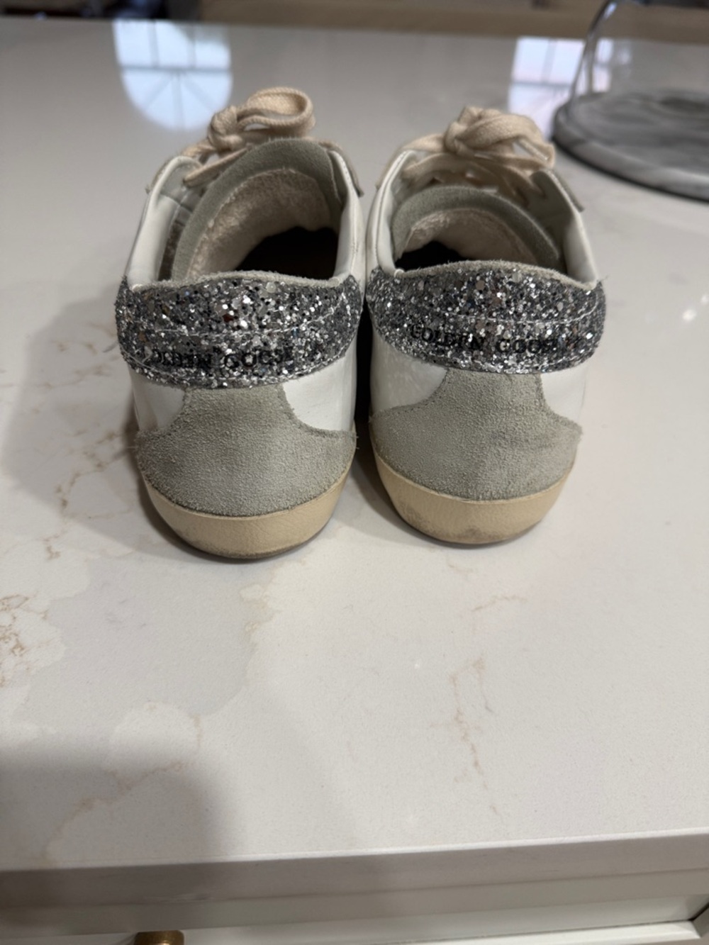 Golden Goose White and Gray Superstar Sneakers - Picture 6 of 8